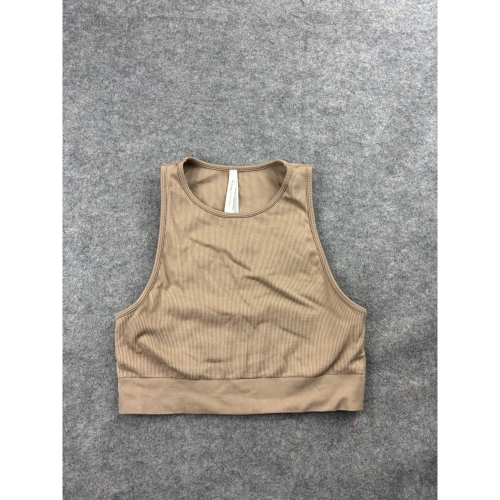 Babaton The Group Crop Top Brown‎ Ribbed Longline Sports Bra Pilates Women's L